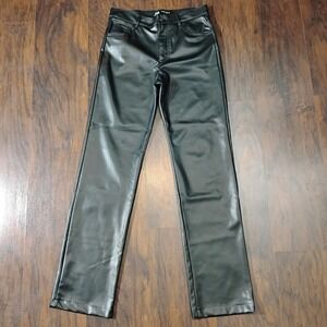 ZARA Black Vegan Leather Women's Size Medium Straight Leg Pants 31 Waist Grunge‎